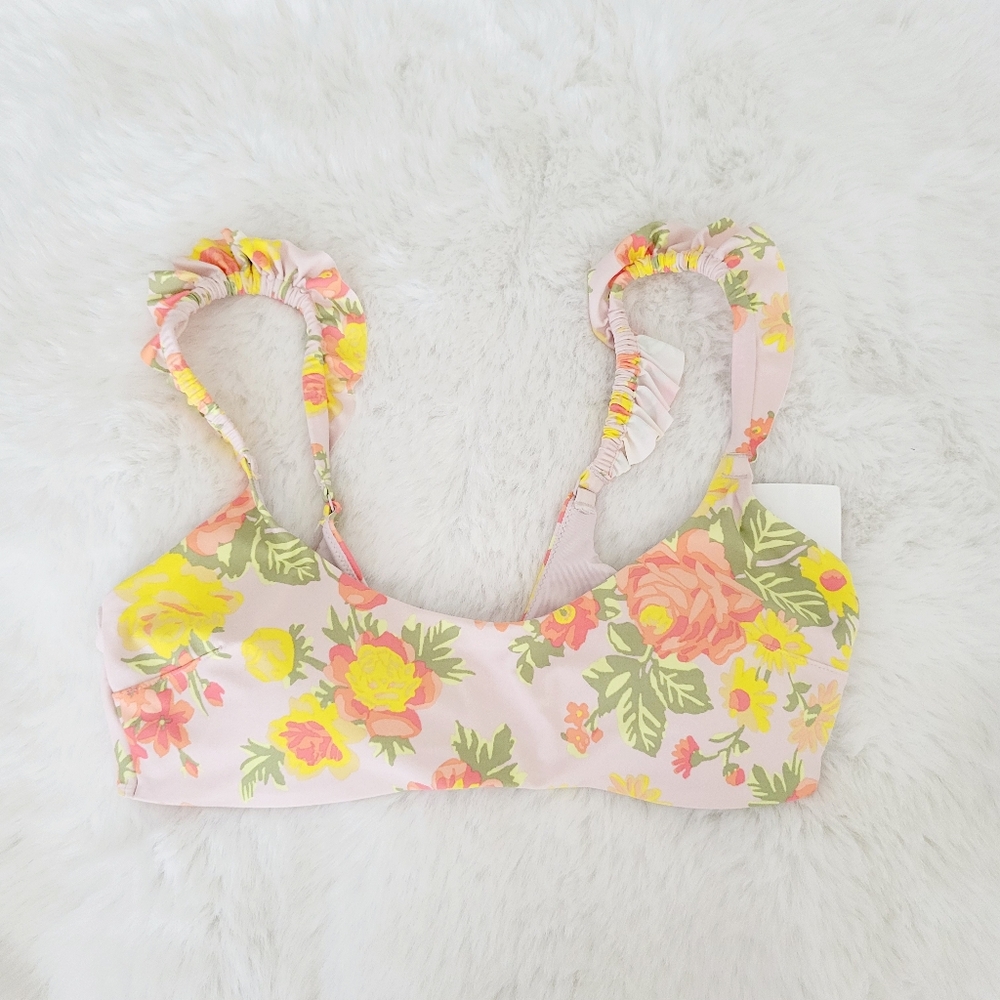 🍹AERIE RUFFLE SCOOP BIKINI TOP SIZE L & BOTTOM SIZE M - Picture 12 of 15